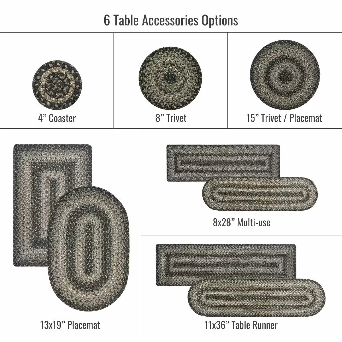 Flint Hill Grey Jute Braided Accessories