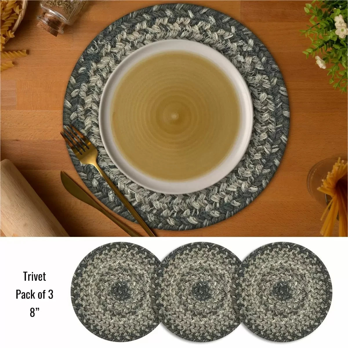 Flint Hill Grey Jute Braided Accessories