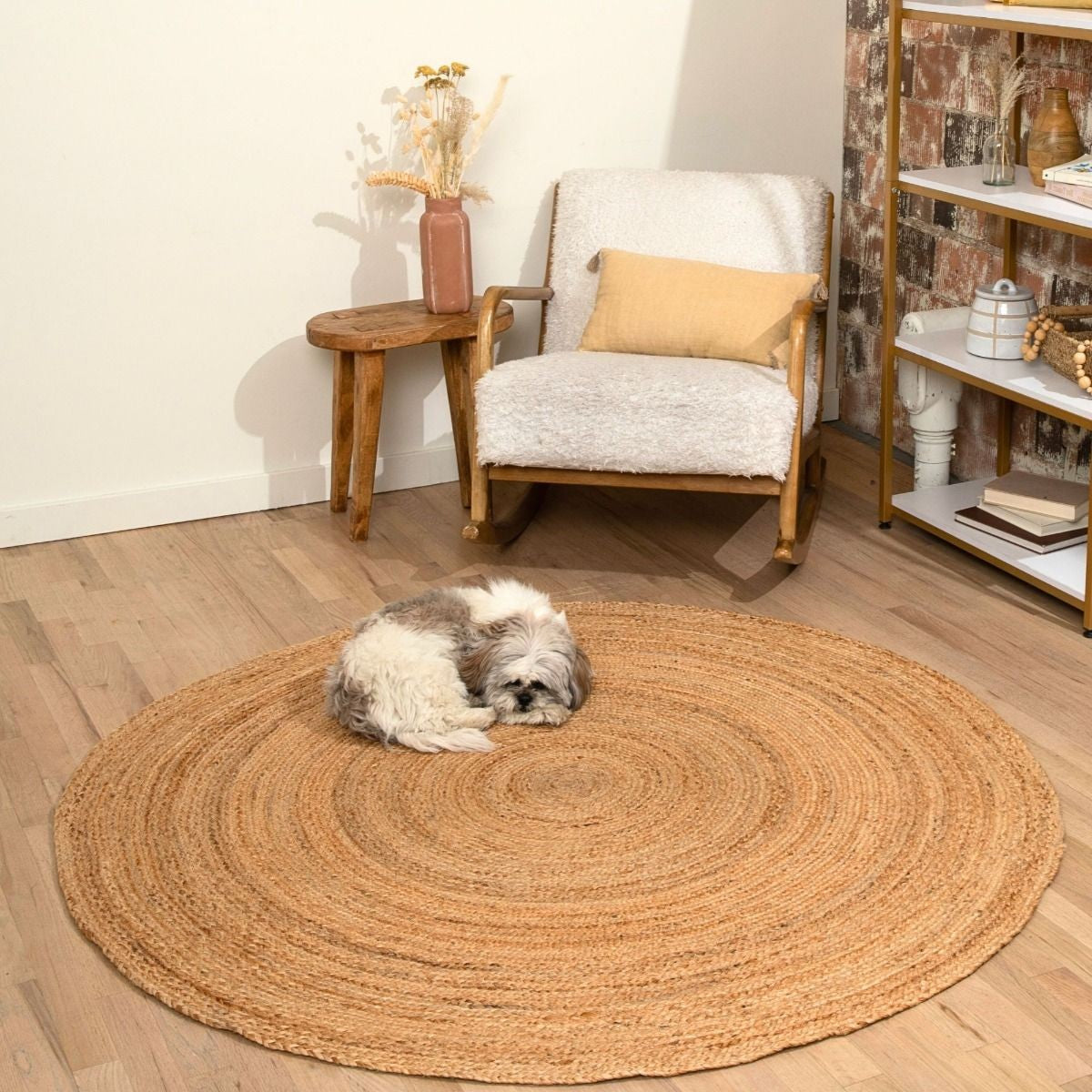 Natural Jute Tan Round Braided Rug