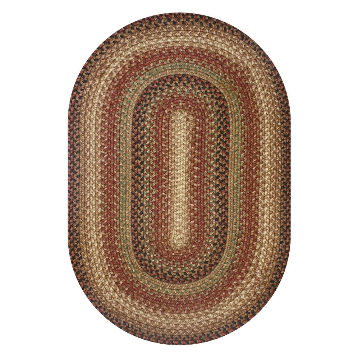 Gingerbread Brown - Deep Red Jute Oval Braided Rugs - Braided-Rugs.com