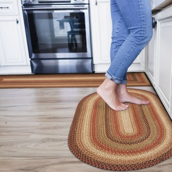 Gingerbread Brown - Deep Red Jute Oval Braided Rugs - Braided-Rugs.com