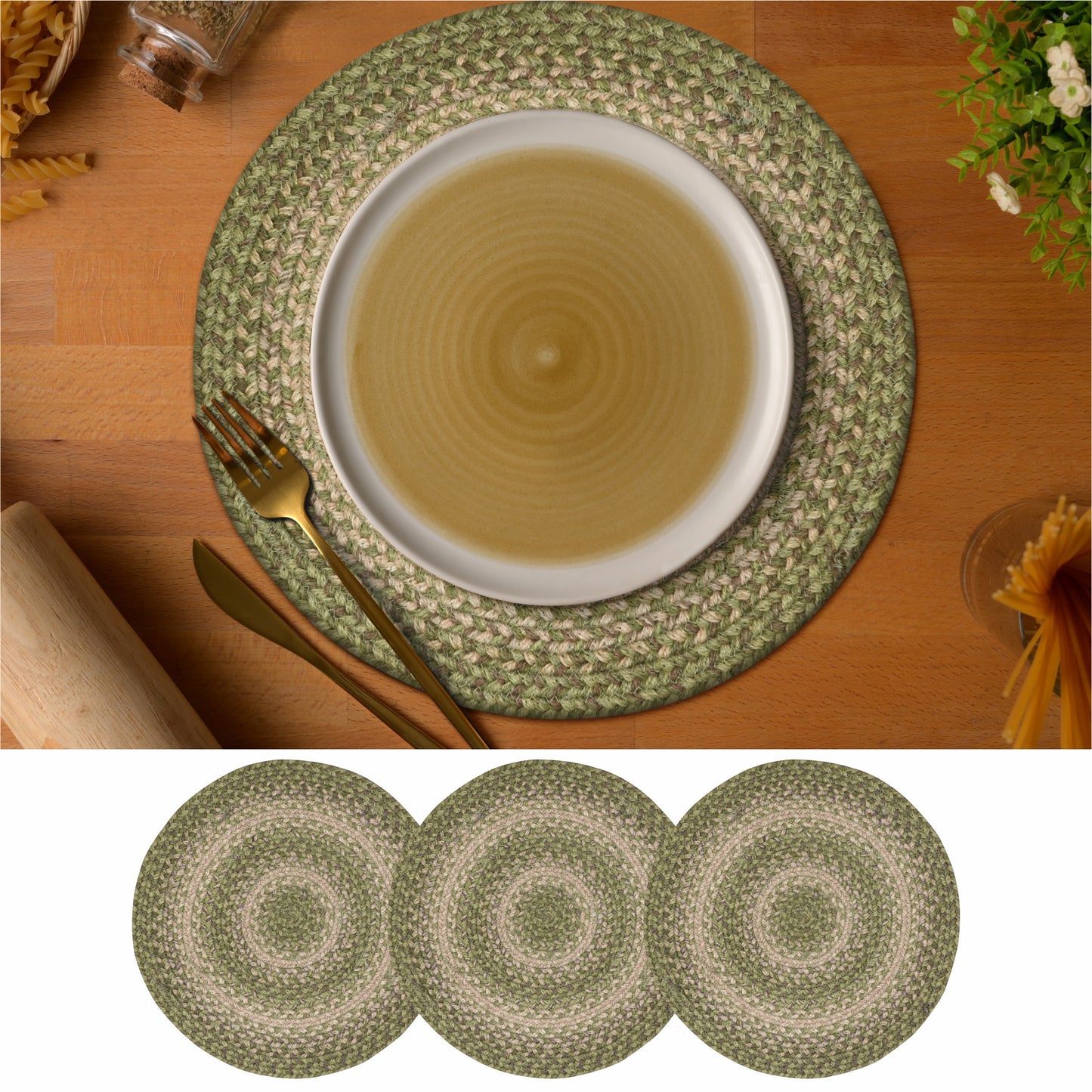 Grassland Green Jute Braided Accessories