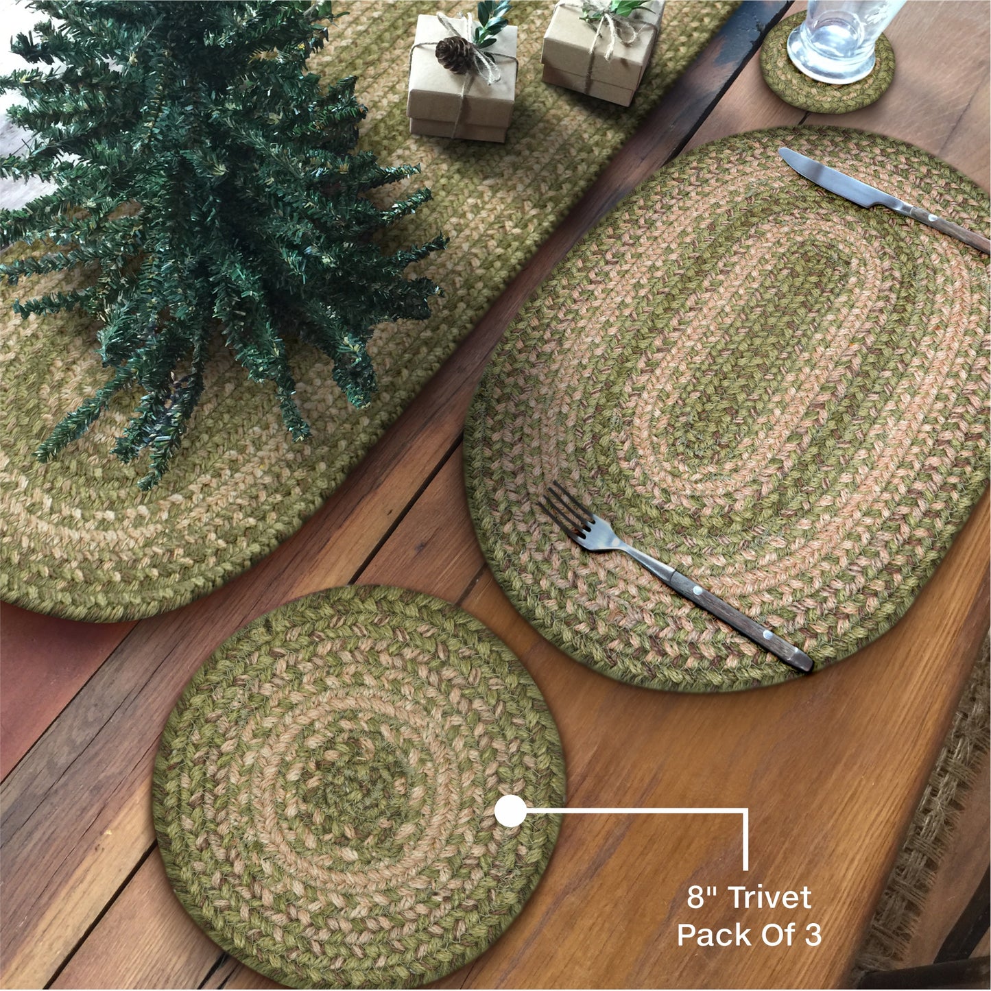 Grassland Green Jute Braided Accessories