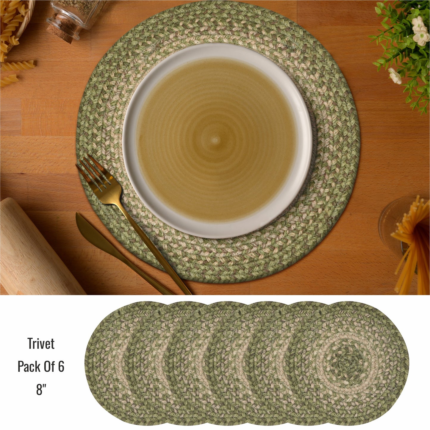 Grassland Green Jute Braided Accessories