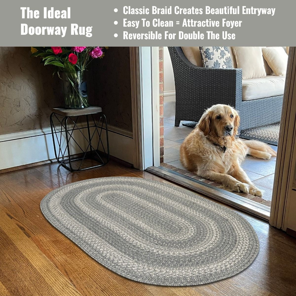 Grey Cloud Jute Oval Braided Rugs