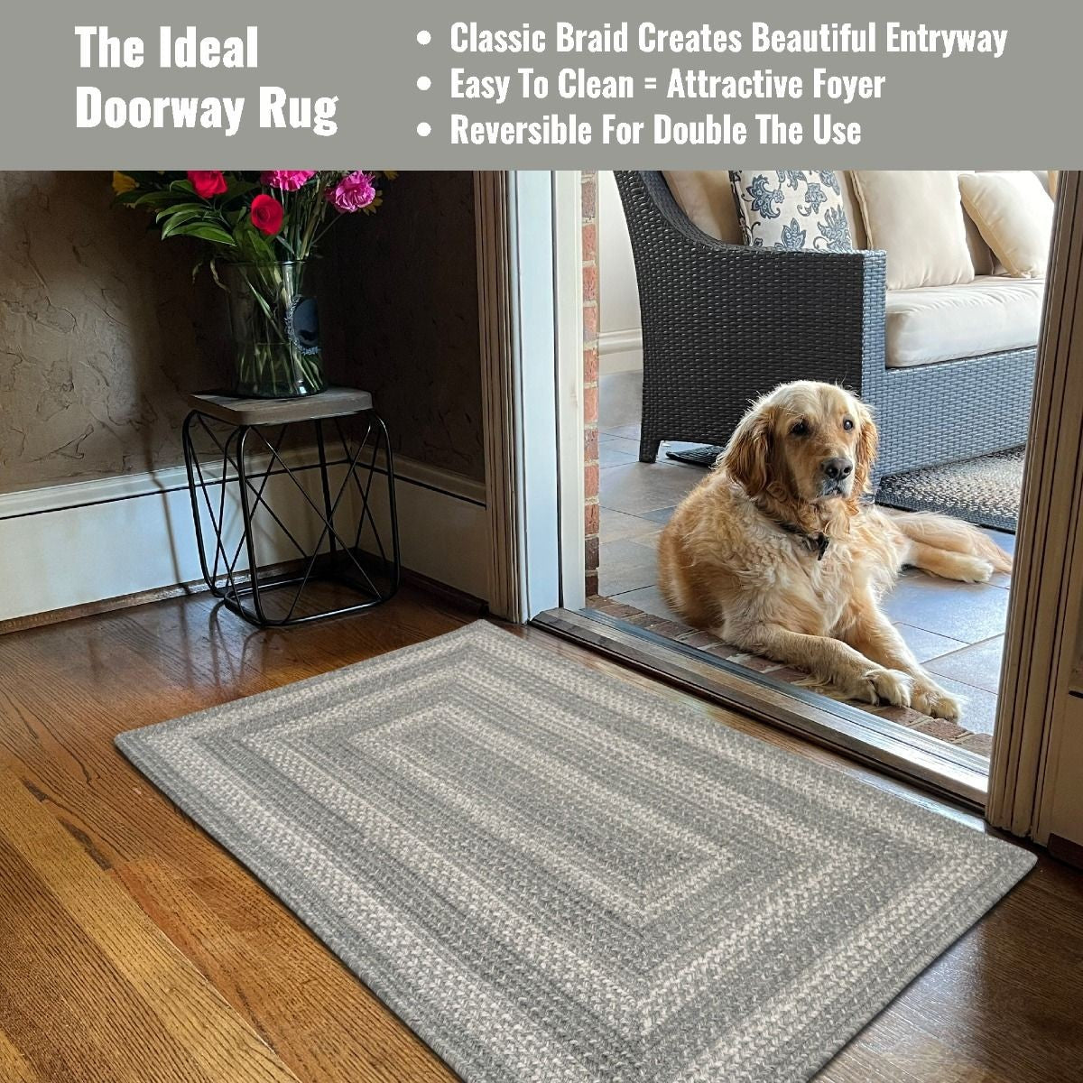 Grey Cloud Jute Braided Rectangular Rugs