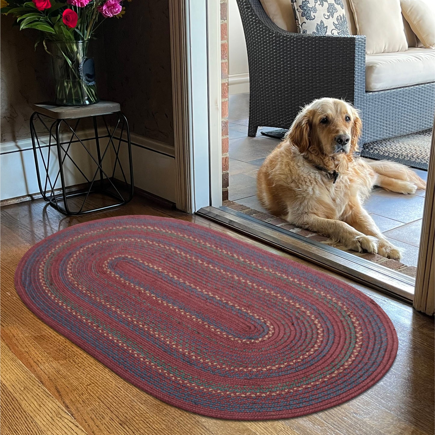 Jamestown Burgundy Jute Braided Oval Rug