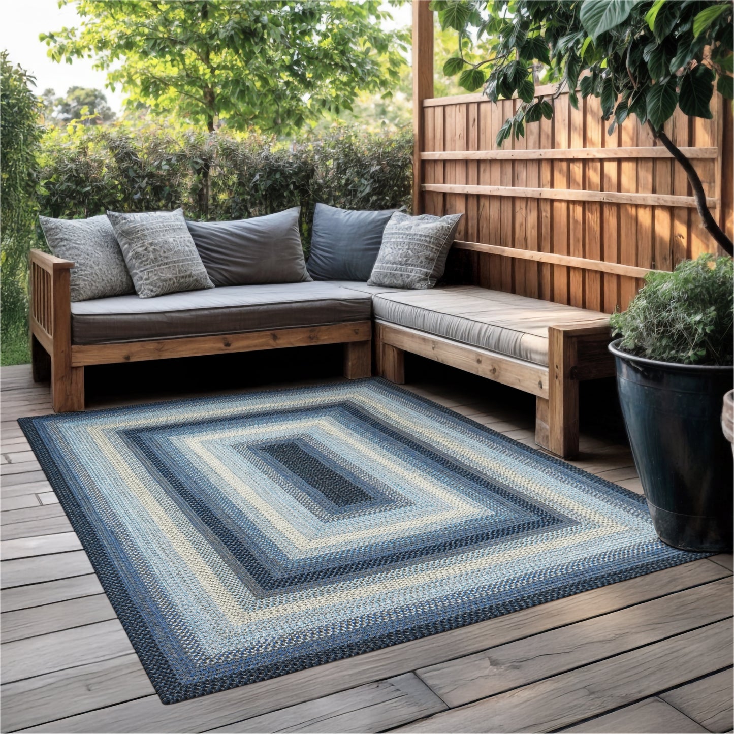 Juniper Blue Ultra Durable Braided Rectangular Rugs