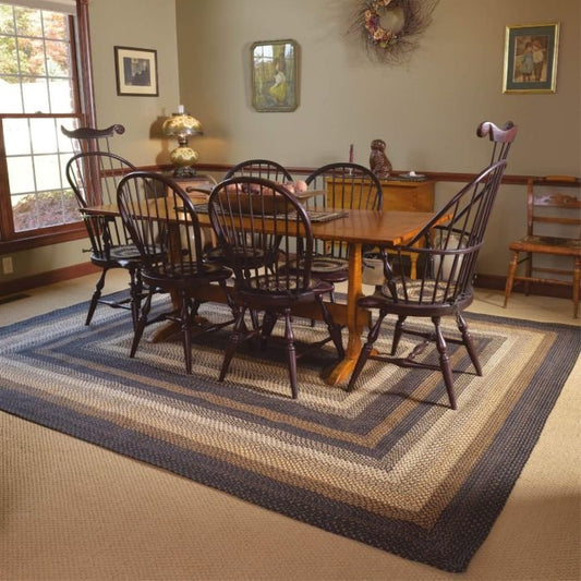 Kilimanjaro Black - Cream Jute Braided Rectangular Rugs - Braided-Rugs.com