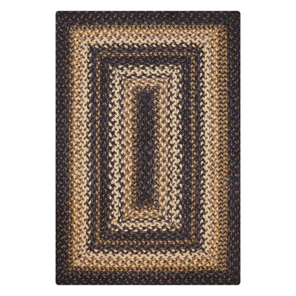 Kilimanjaro Black - Cream Jute Braided Rectangular Rugs - Braided-Rugs.com