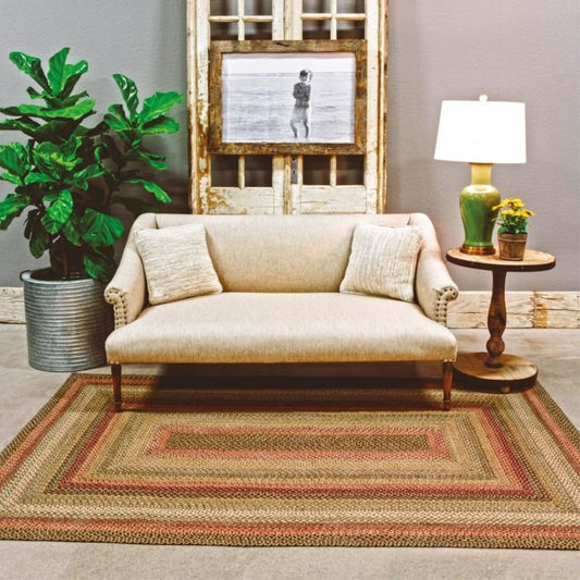 Kingston Tan-Beige-Red Rectangular Jute Braided Rugs - Braided-Rugs.com