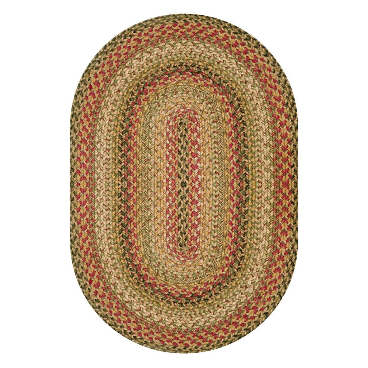 Kingston Tan-Beige-Red Oval Jute Braided Rugs - Braided-Rugs.com