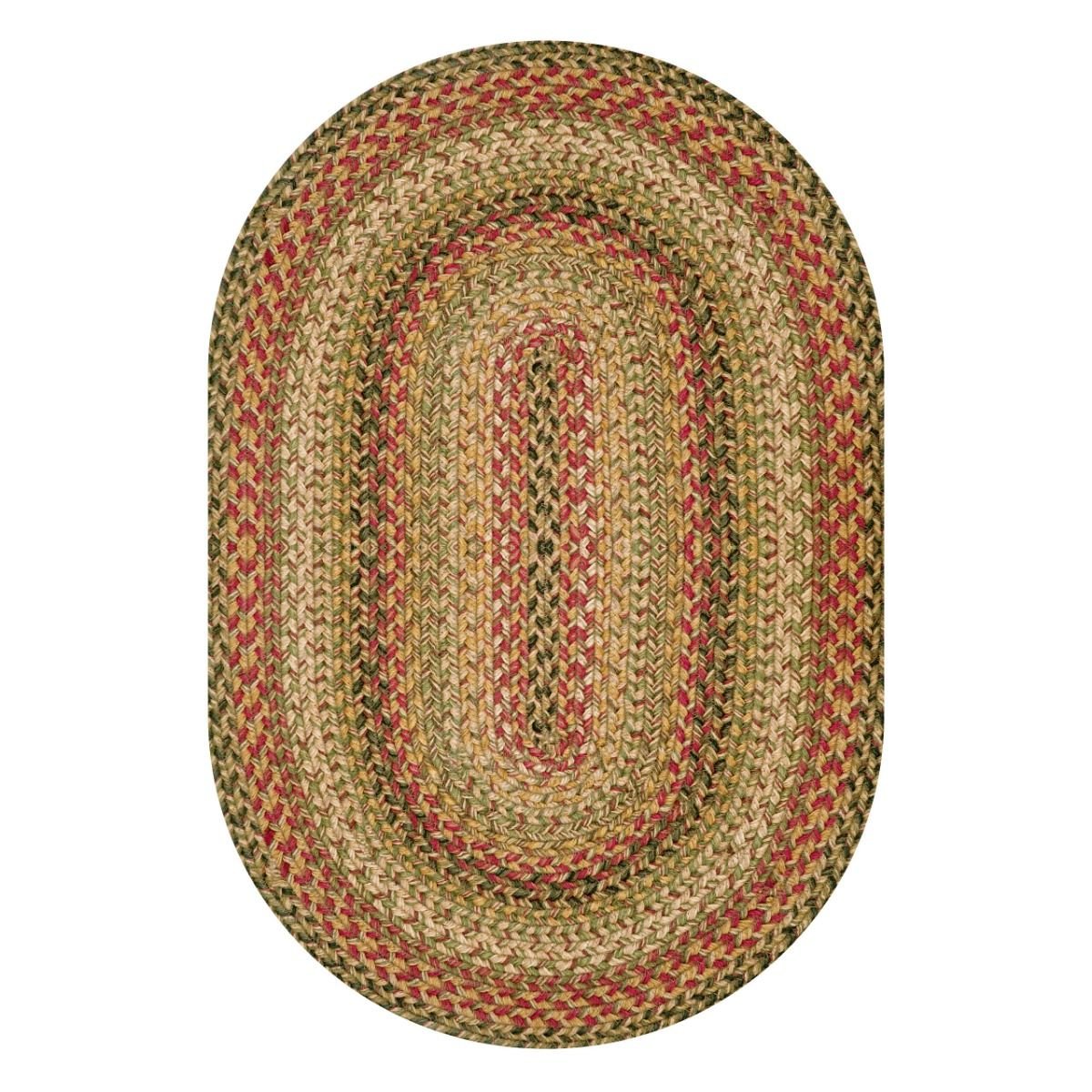 Kingston Tan-Beige-Red Oval Jute Braided Rugs - Braided-Rugs.com