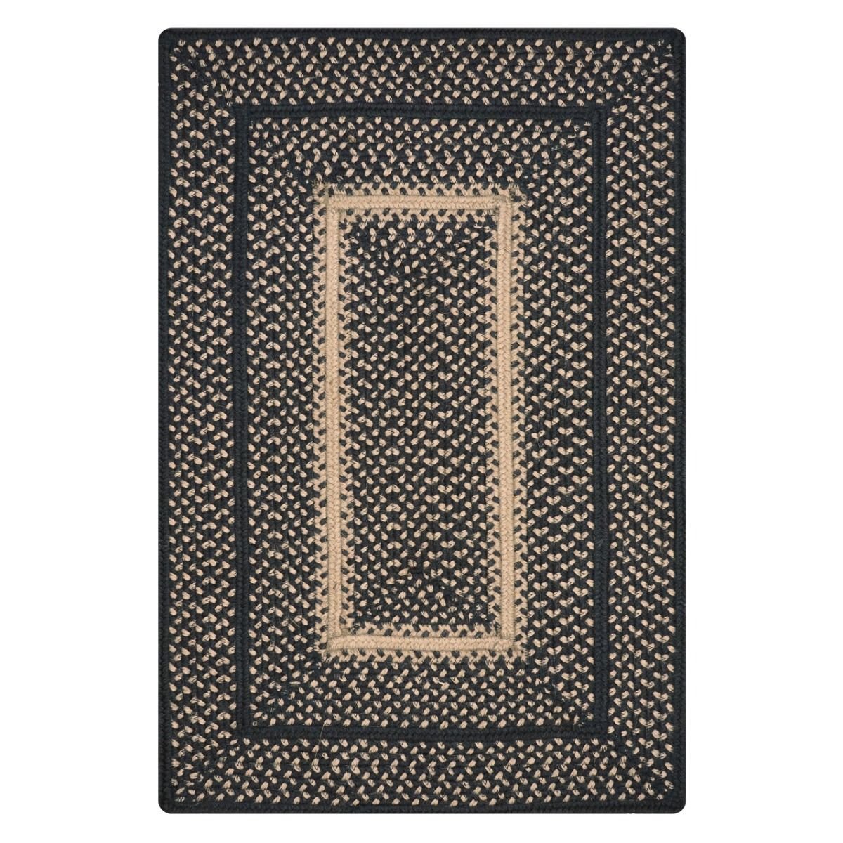 Manchester Black-Tan Rectangular Jute Braided Rugs - Braided-Rugs.com