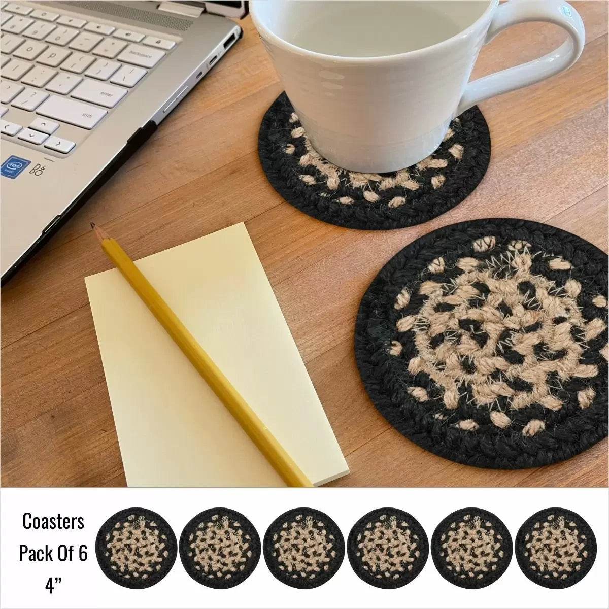 Manchester Black - Beige Jute Braided Accessories