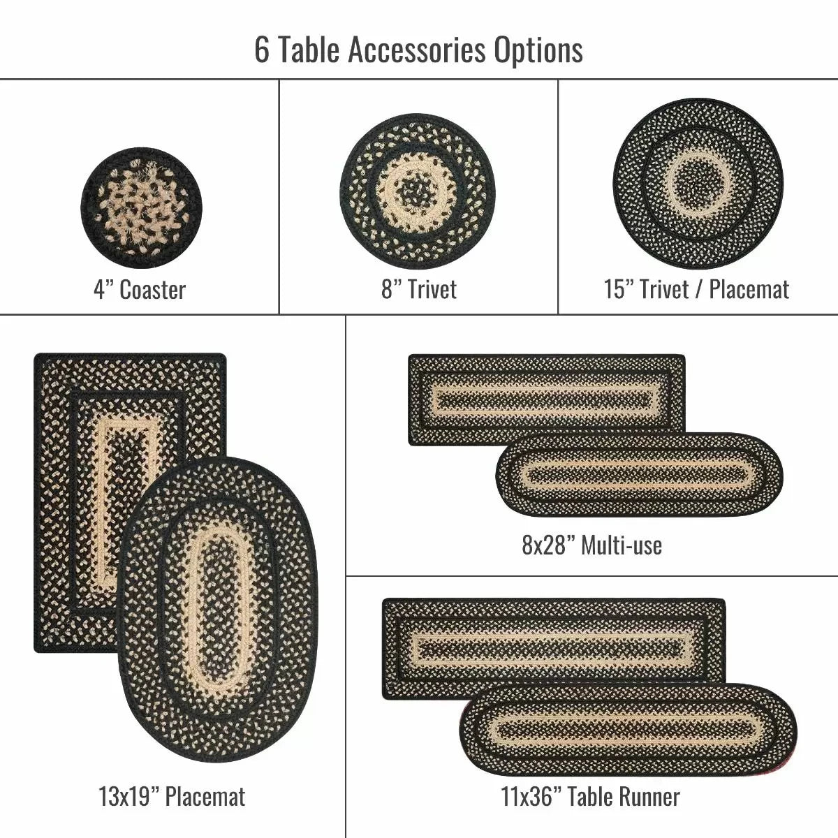 Manchester Black - Beige Jute Braided Accessories
