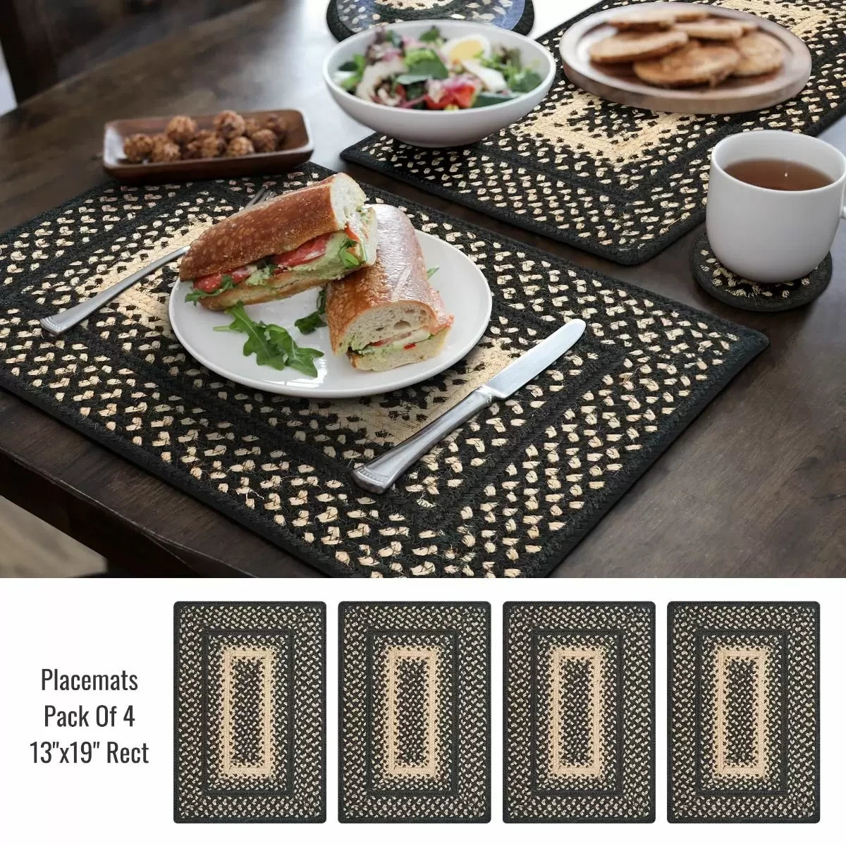 Manchester Black - Beige Jute Braided Accessories