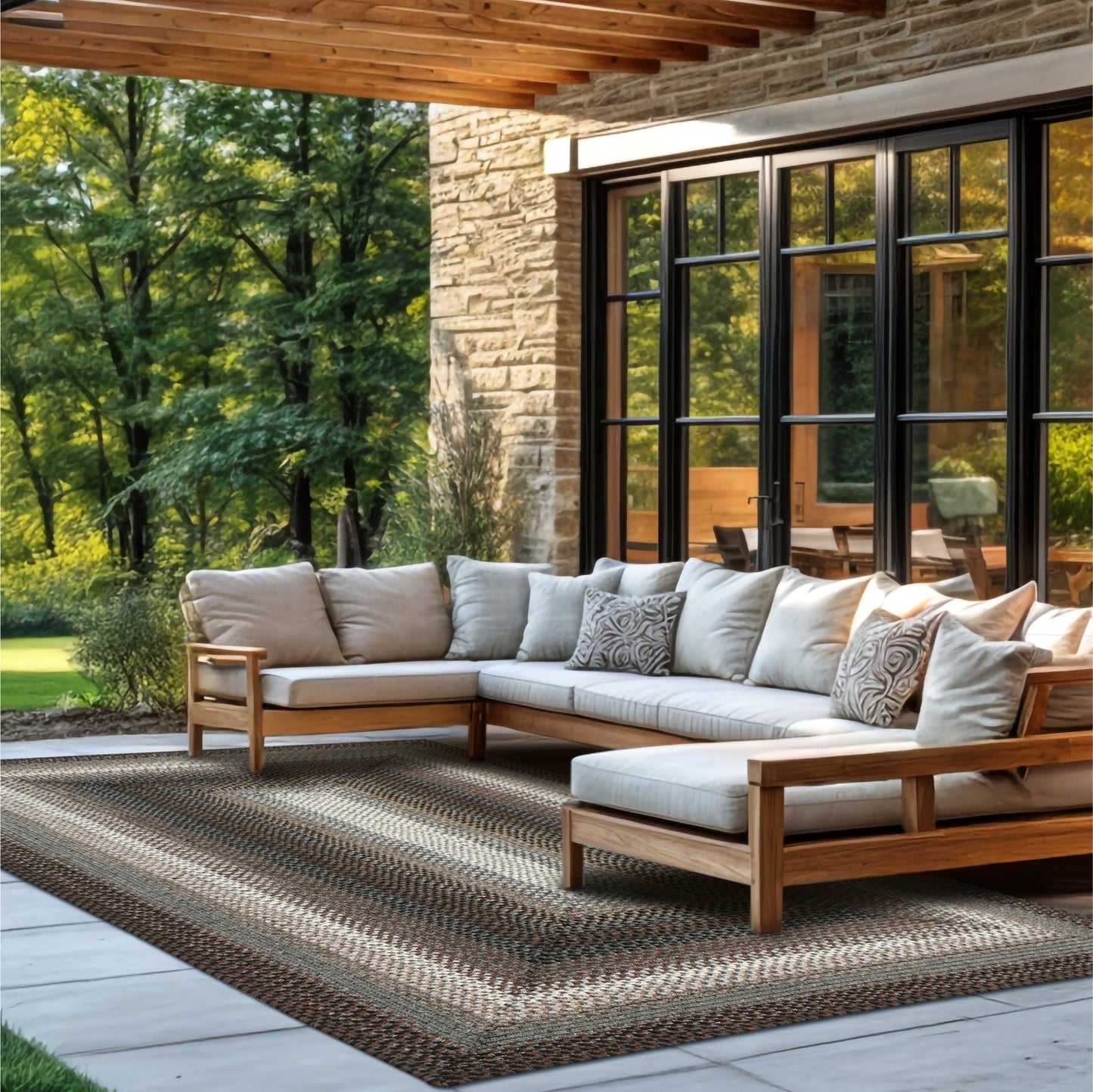 Midnight Moon Brown - Grey Ultra Durable Braided Rectangular Rugs