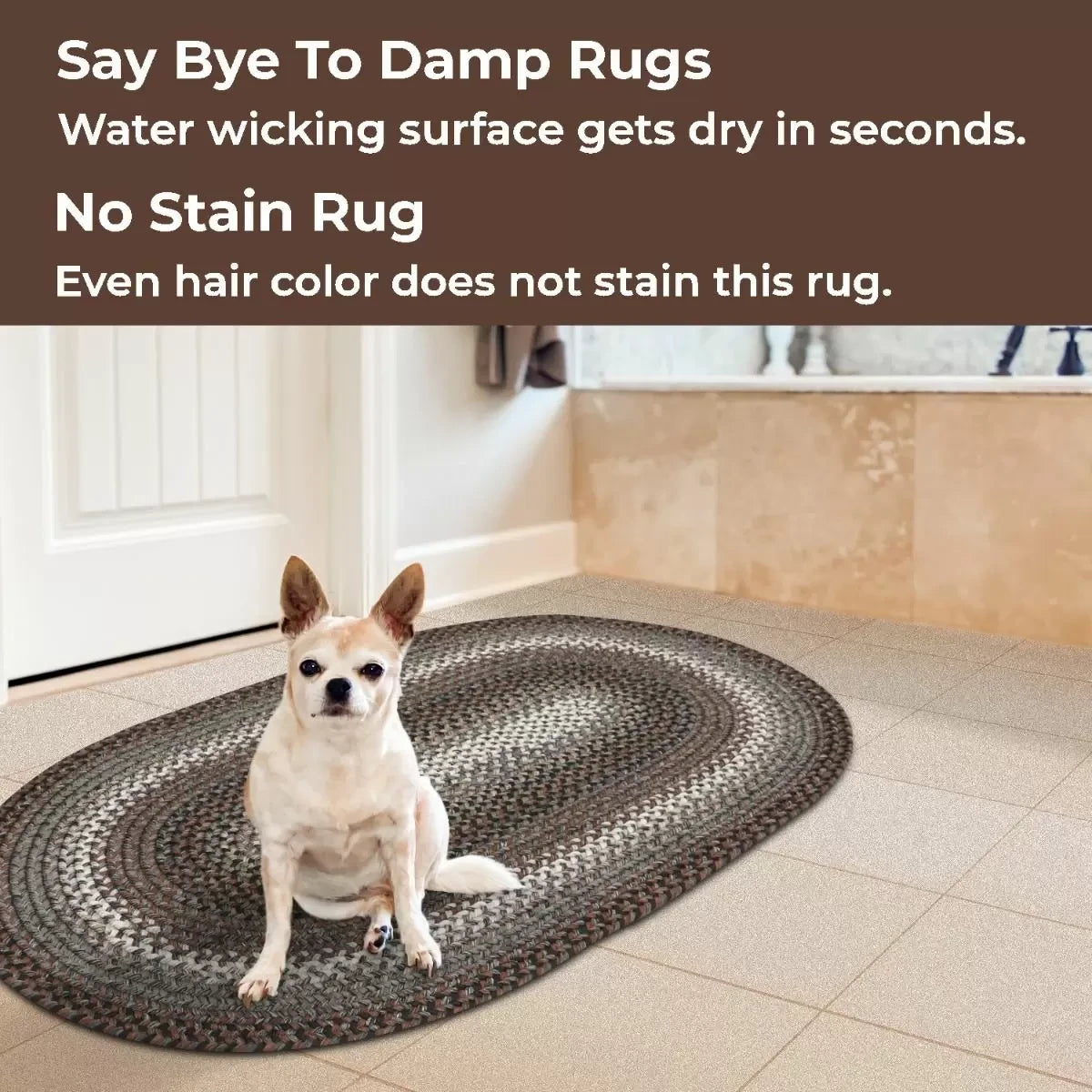 Midnight Moon Brown - Grey Ultra Durable Braided Oval Rugs