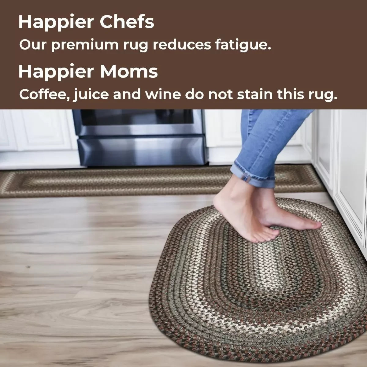 Midnight Moon Brown - Grey Ultra Durable Braided Oval Rugs