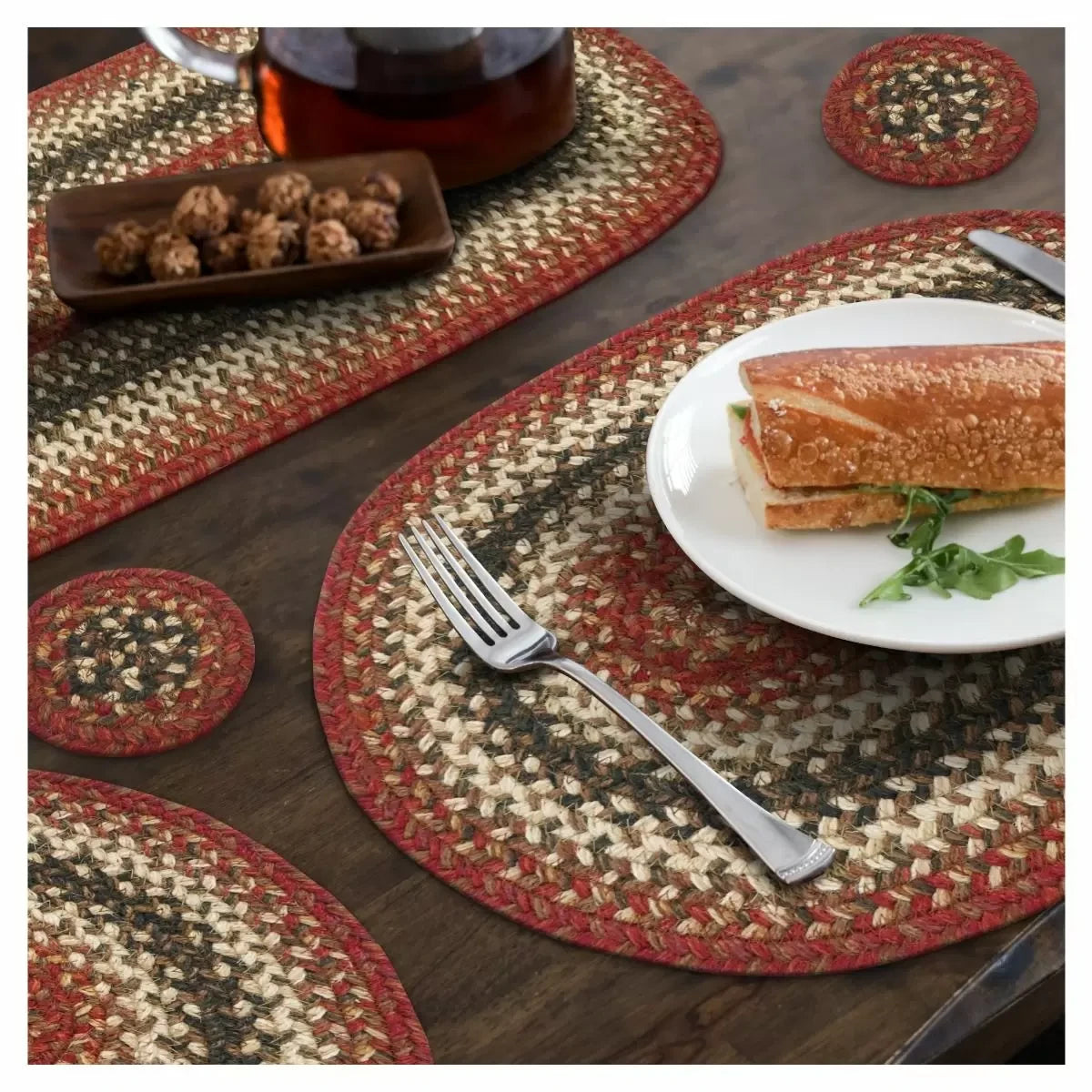 Chester Red - White Jute Braided Accessories