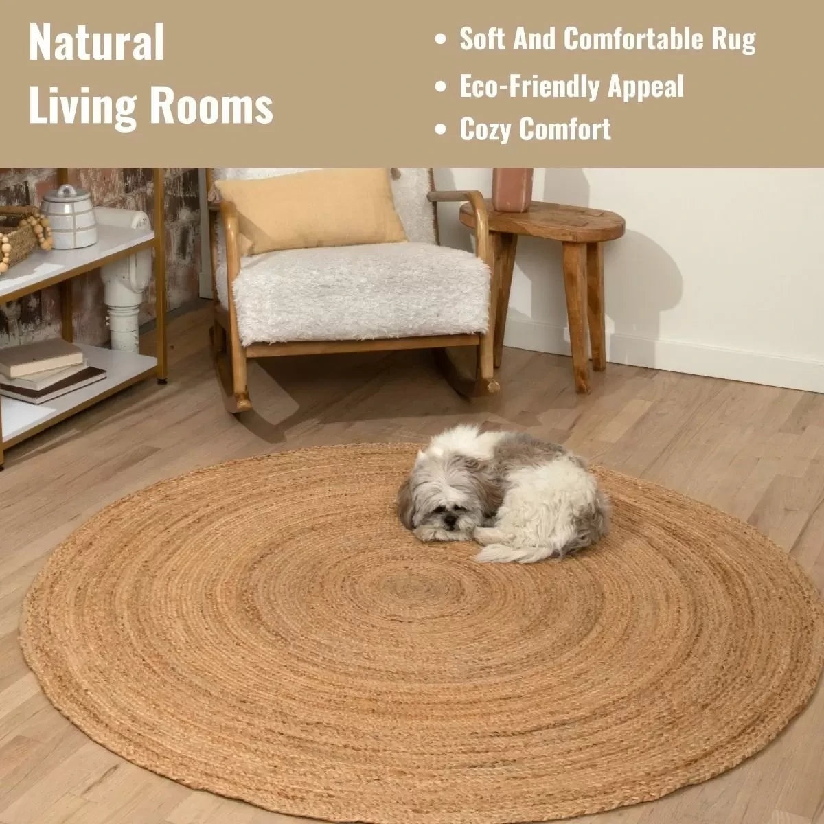 Natural Jute Tan Round Braided Rug