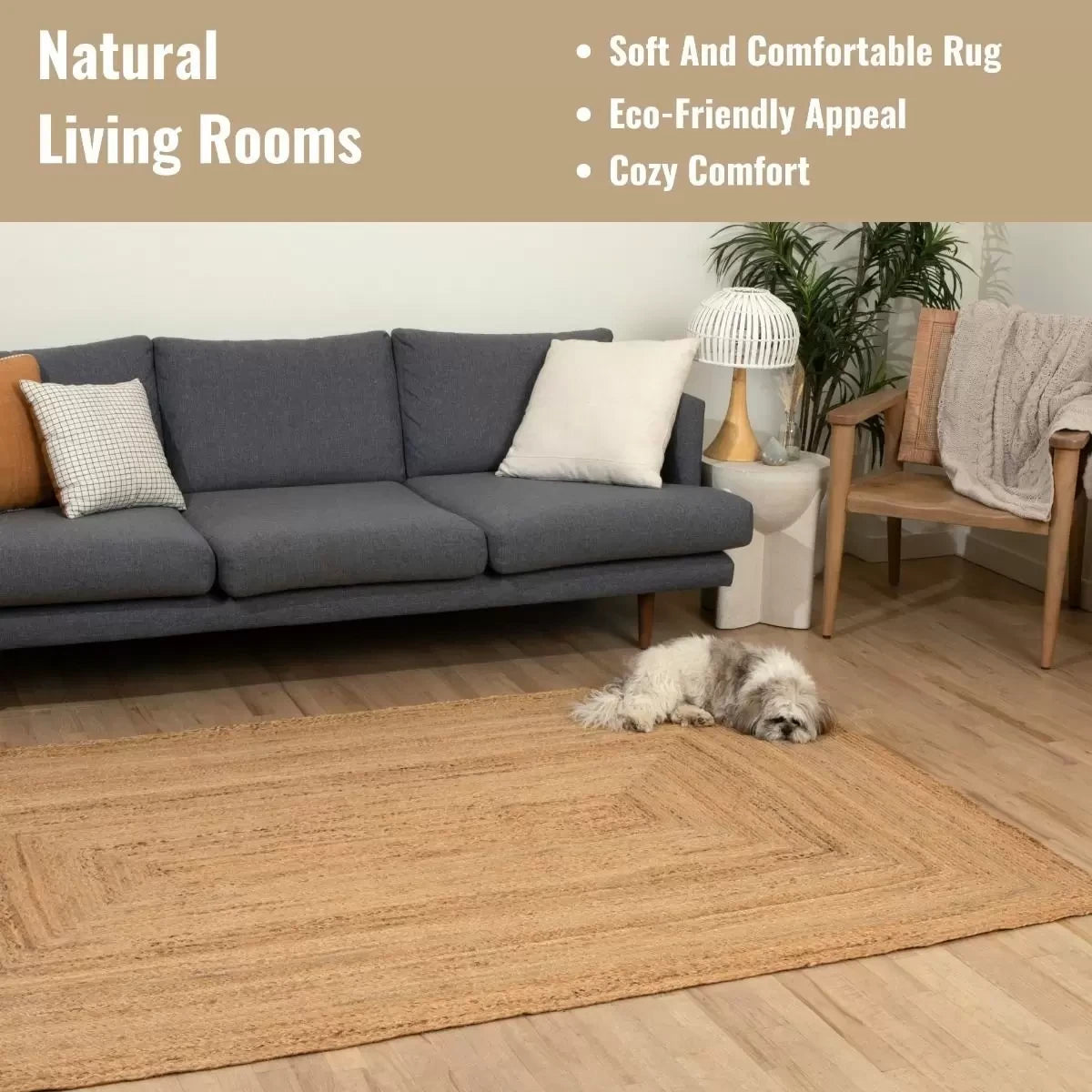 Natural Jute Braided Rugs, Rectangular Stitch