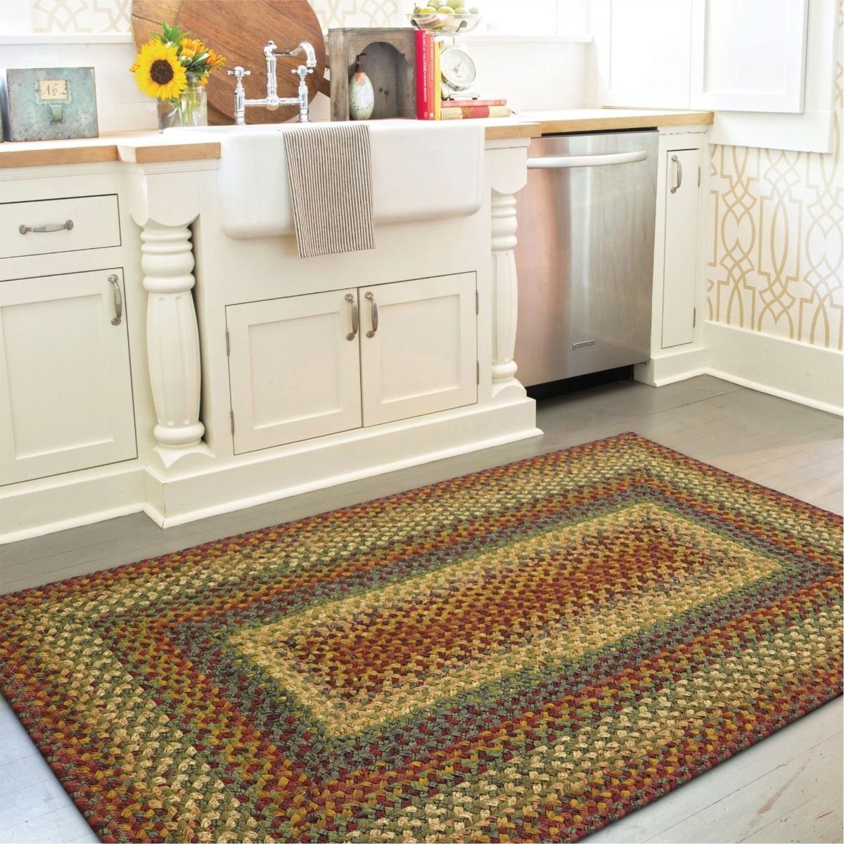 Neverland Multi Color Cotton Braided Rectangular Rugs