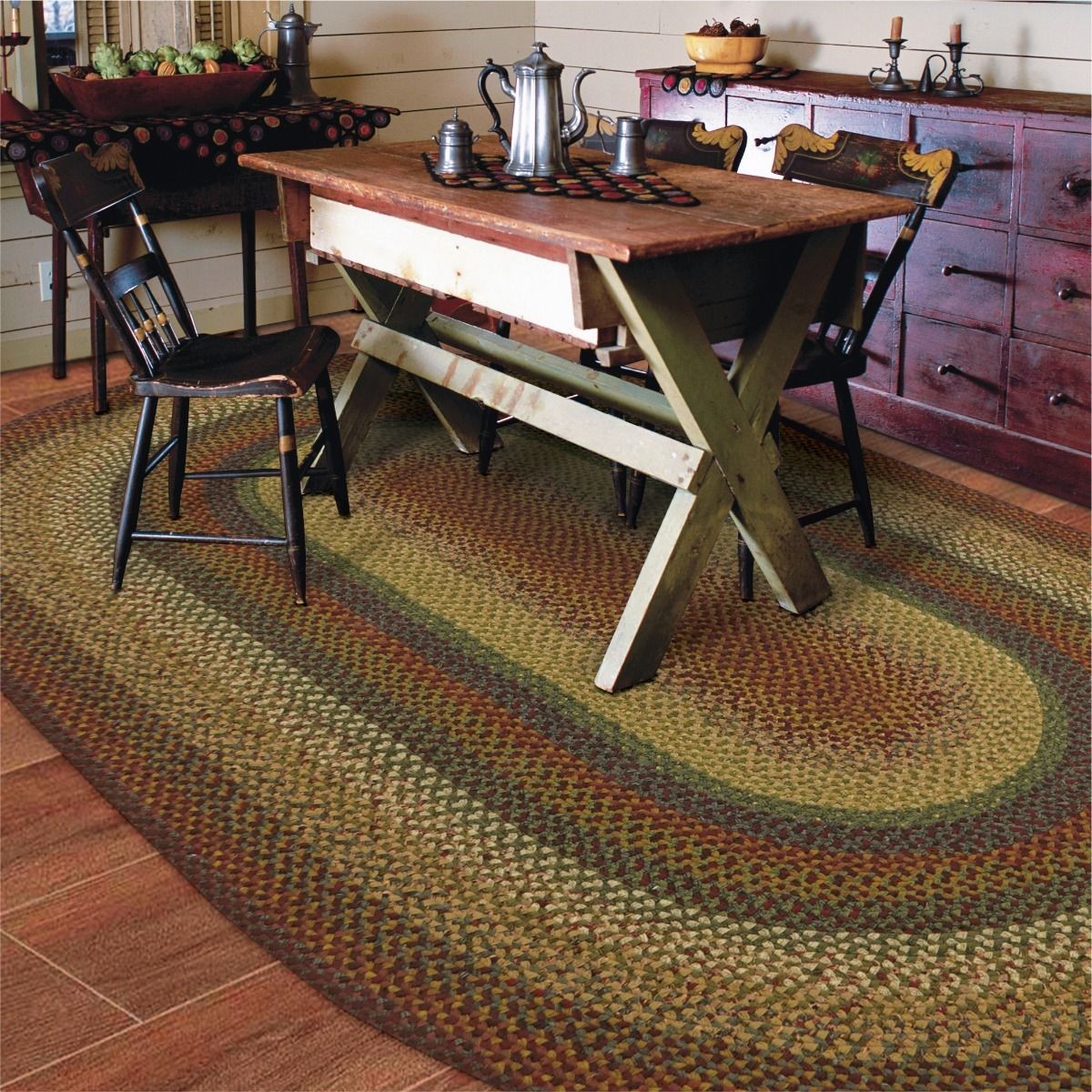 Neverland Multi Color Cotton Braided Oval Rugs
