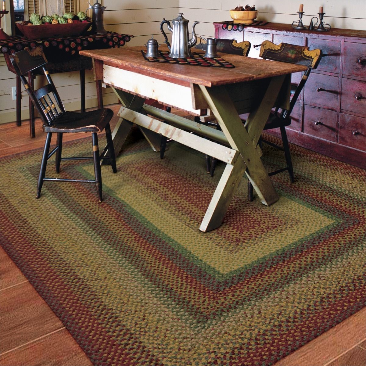 Neverland Multi Color Cotton Braided Rectangular Rugs