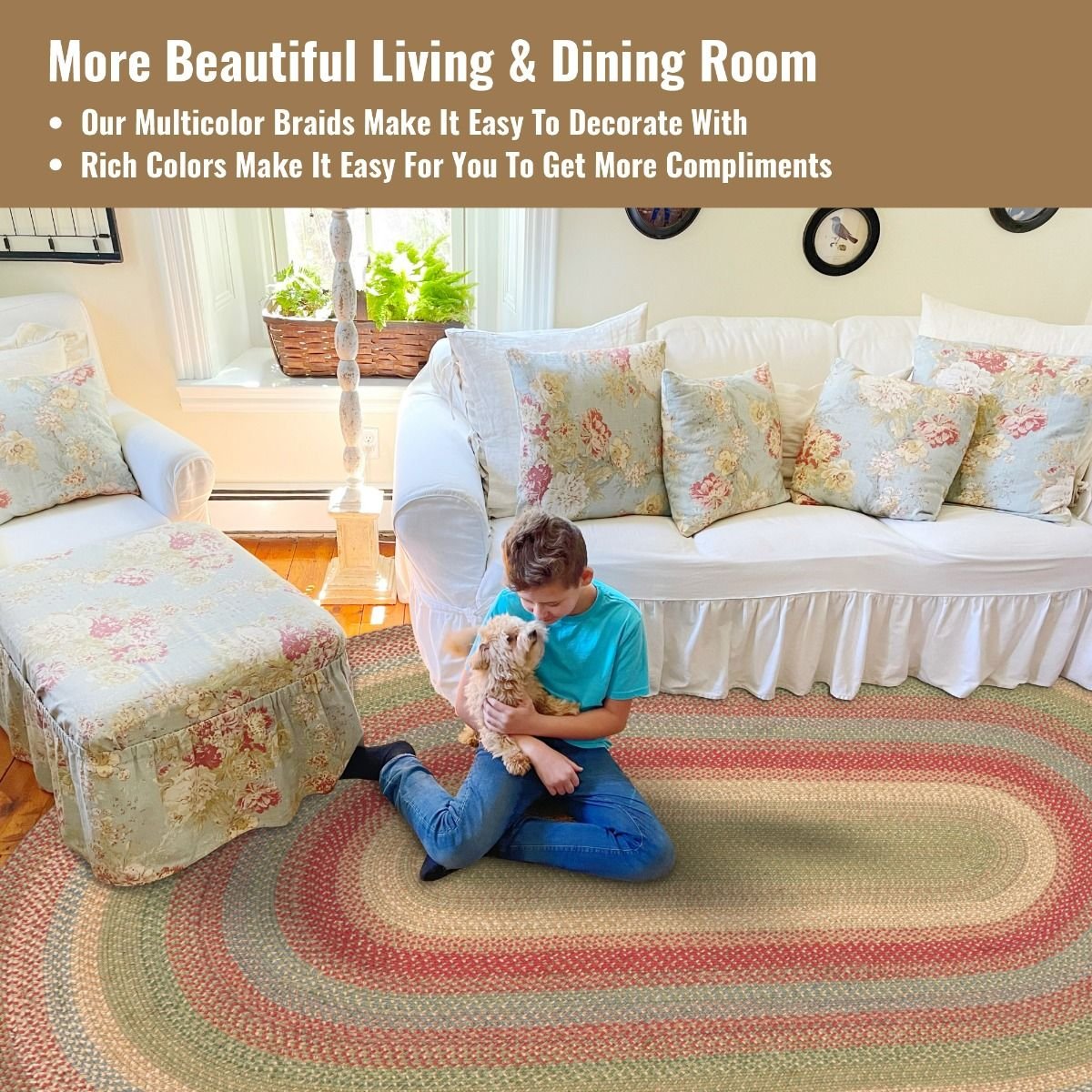 Azalea Multi Color Jute Oval Braided Rugs - Braided-Rugs.com