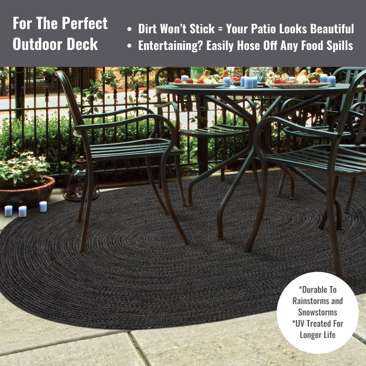 Black Outdoor Braided Oval Rugs - Braided-Rugs.com