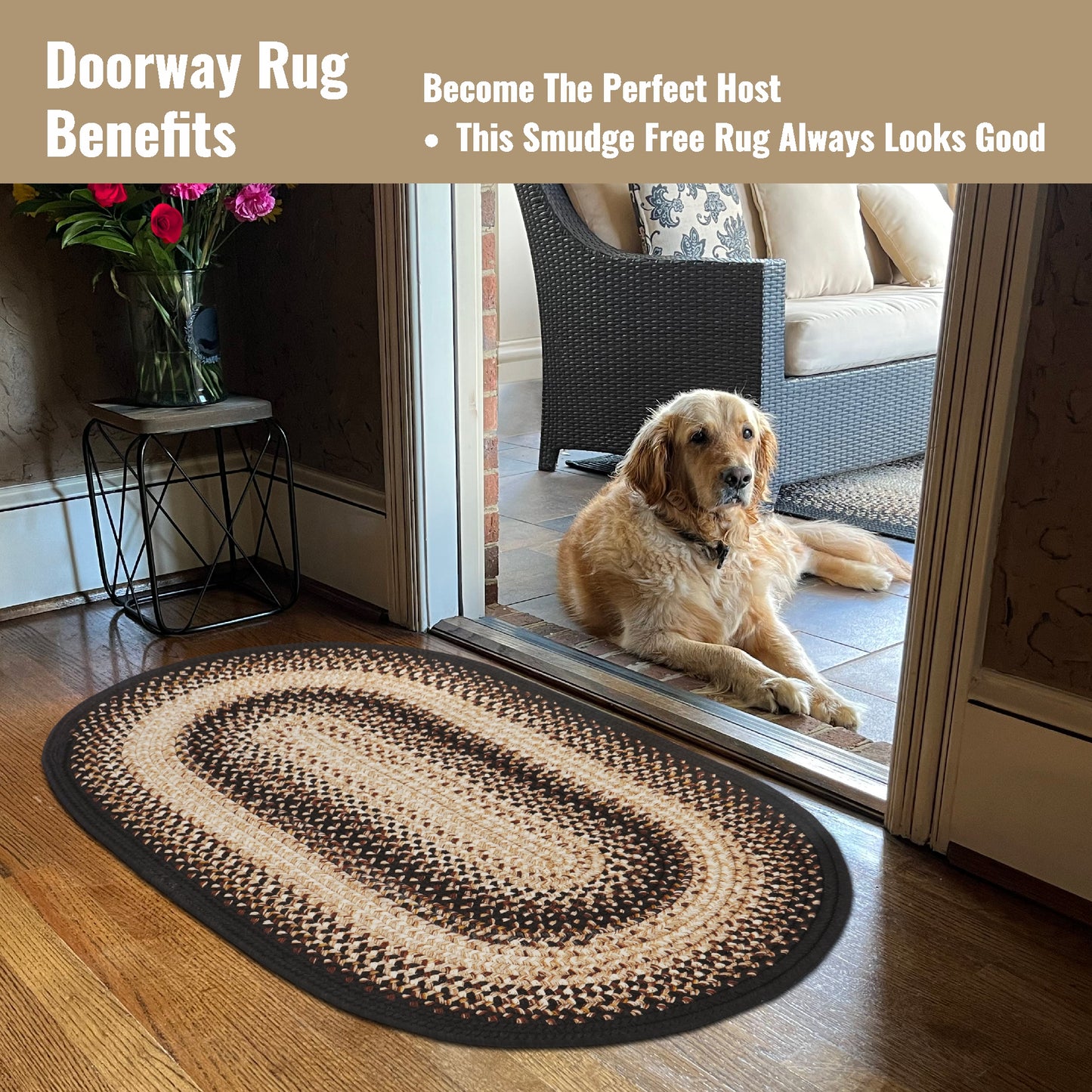 Black Mist Outdoor Braided Oval Rugs - Braided-Rugs.com