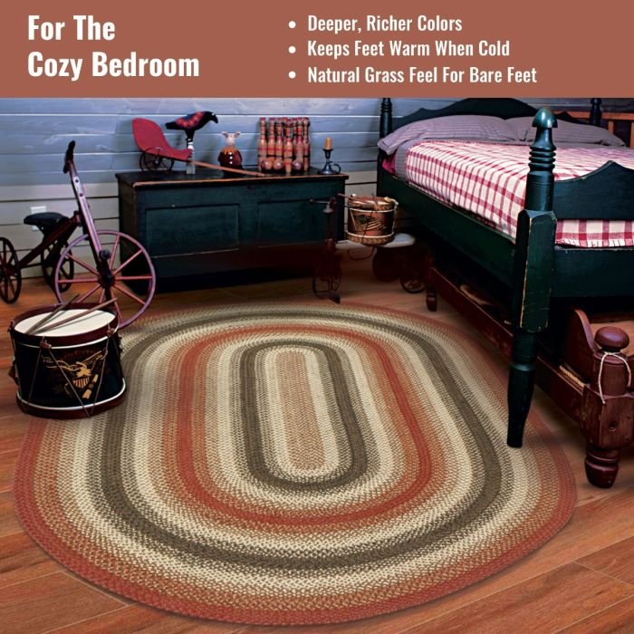 Chester Red-Cream-Brown Oval Jute Braided Rugs - Braided-Rugs.com