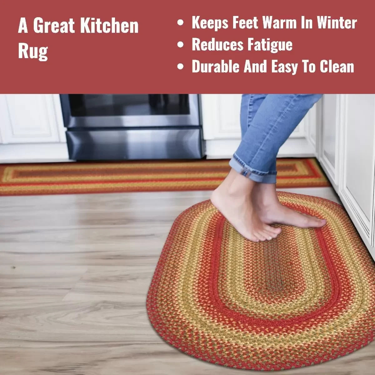 Cider Barn Red Jute Braided Oval Rugs