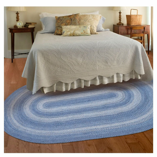 Denim Blue Jute Oval Braided Rugs - Braided-Rugs.com