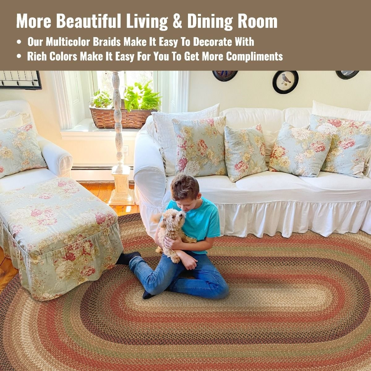 Gingerbread Brown - Deep Red Jute Oval Braided Rugs - Braided-Rugs.com