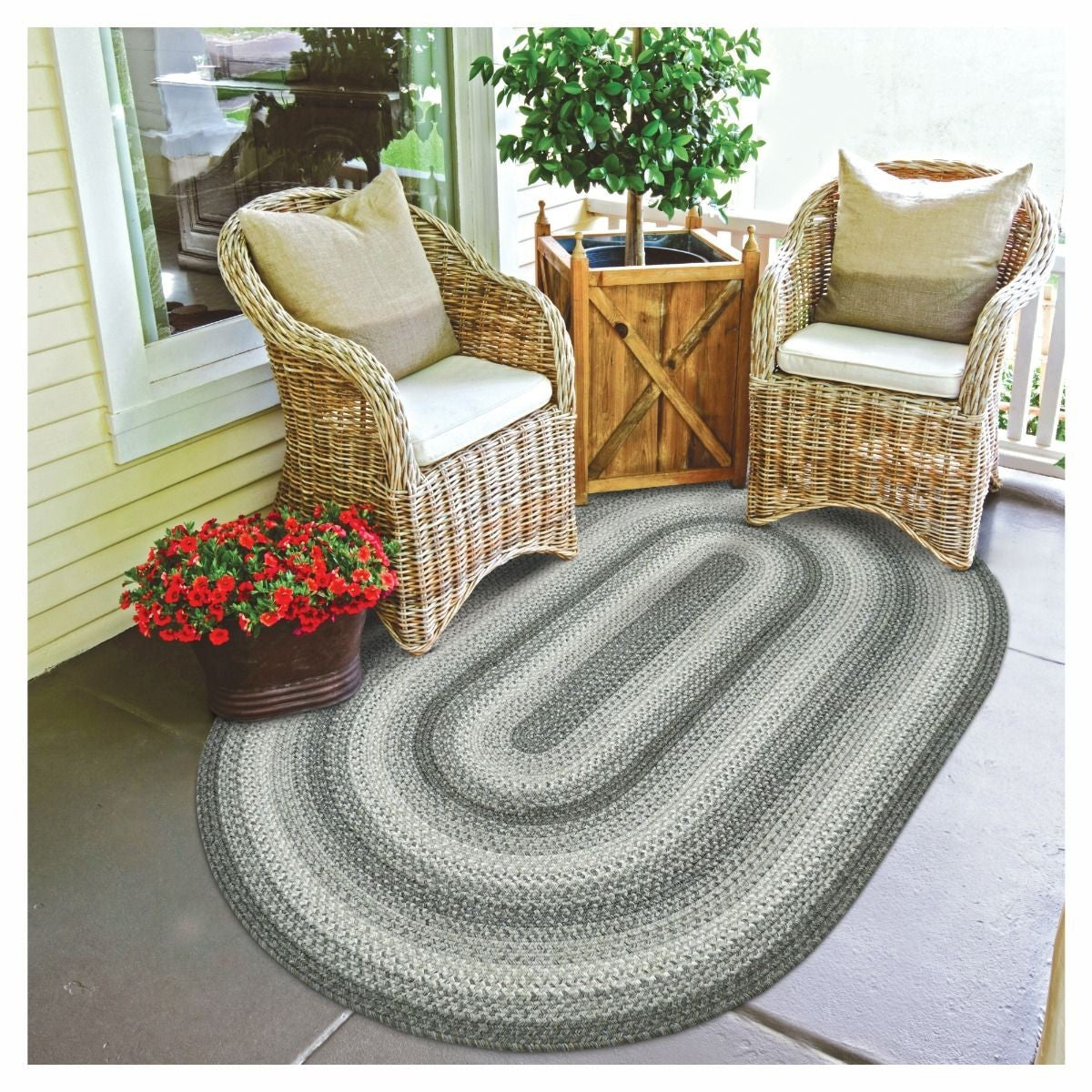 Graphite Grey Ultra Durable Braided Oval Rugs –