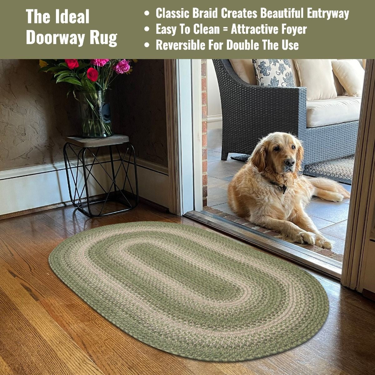 Grassland Green Jute Braided Oval Rugs