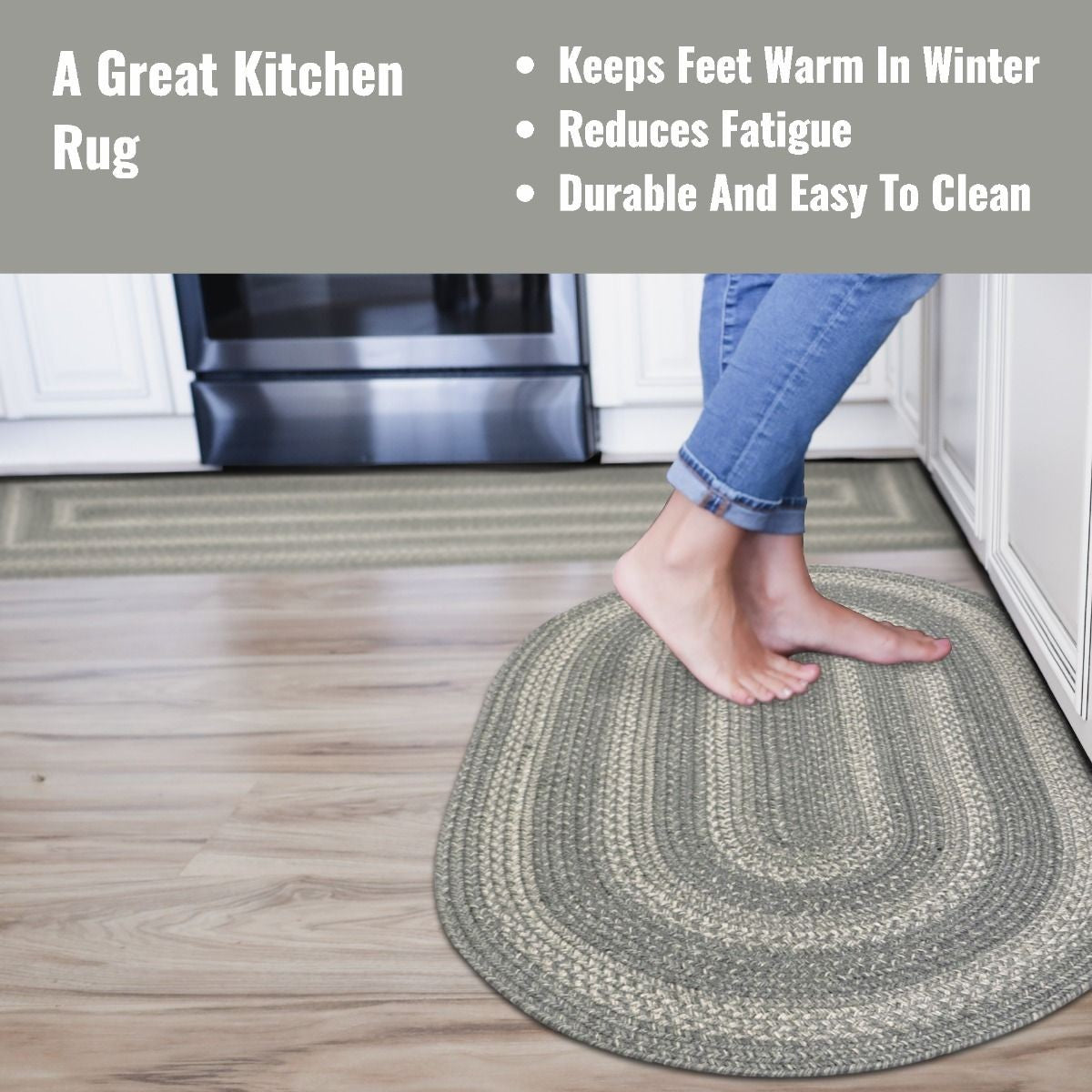 Grey Cloud Jute Oval Braided Rugs