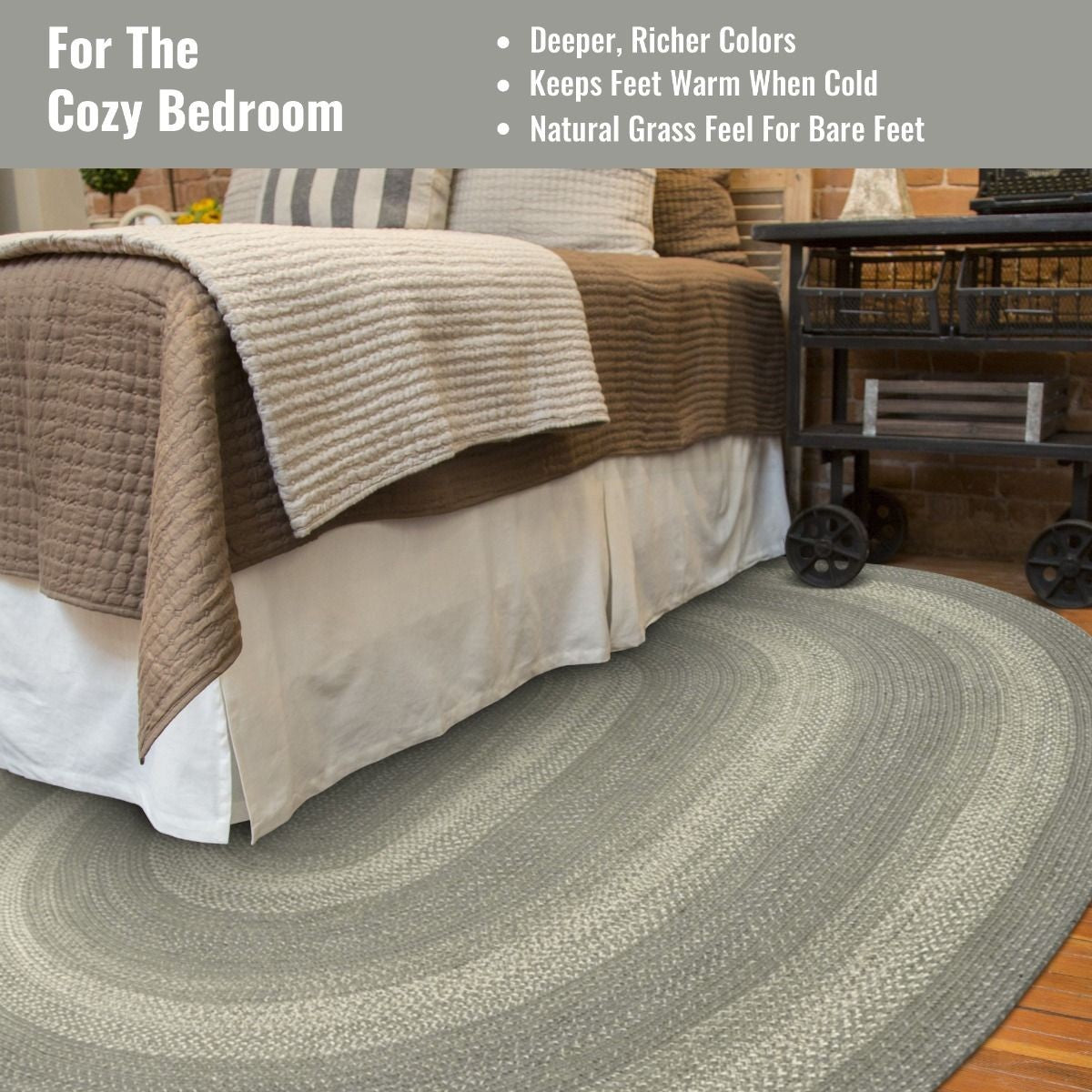 Grey Cloud Jute Oval Braided Rugs
