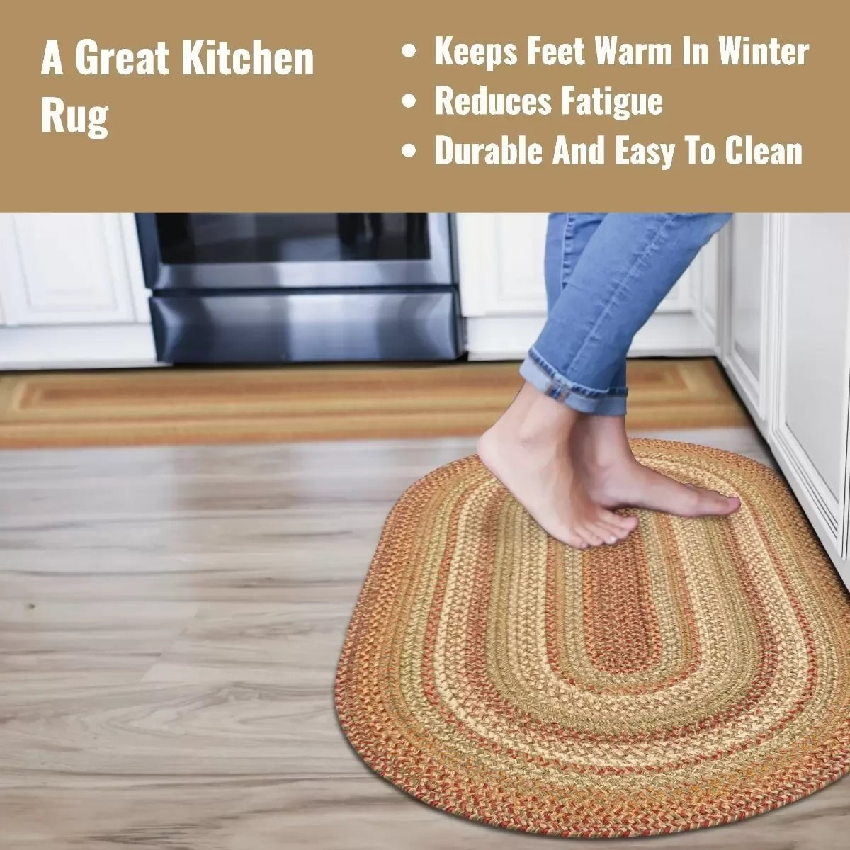 Harvest Brown Jute Rectangular Braided Rugs
