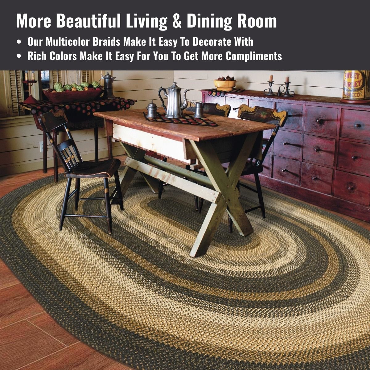 Kilimanjaro Black - Cream Jute Oval Braided Rugs - Braided-Rugs.com