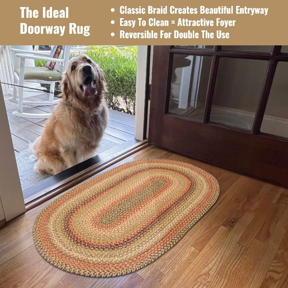 Kingston Tan-Beige-Red Oval Jute Braided Rugs