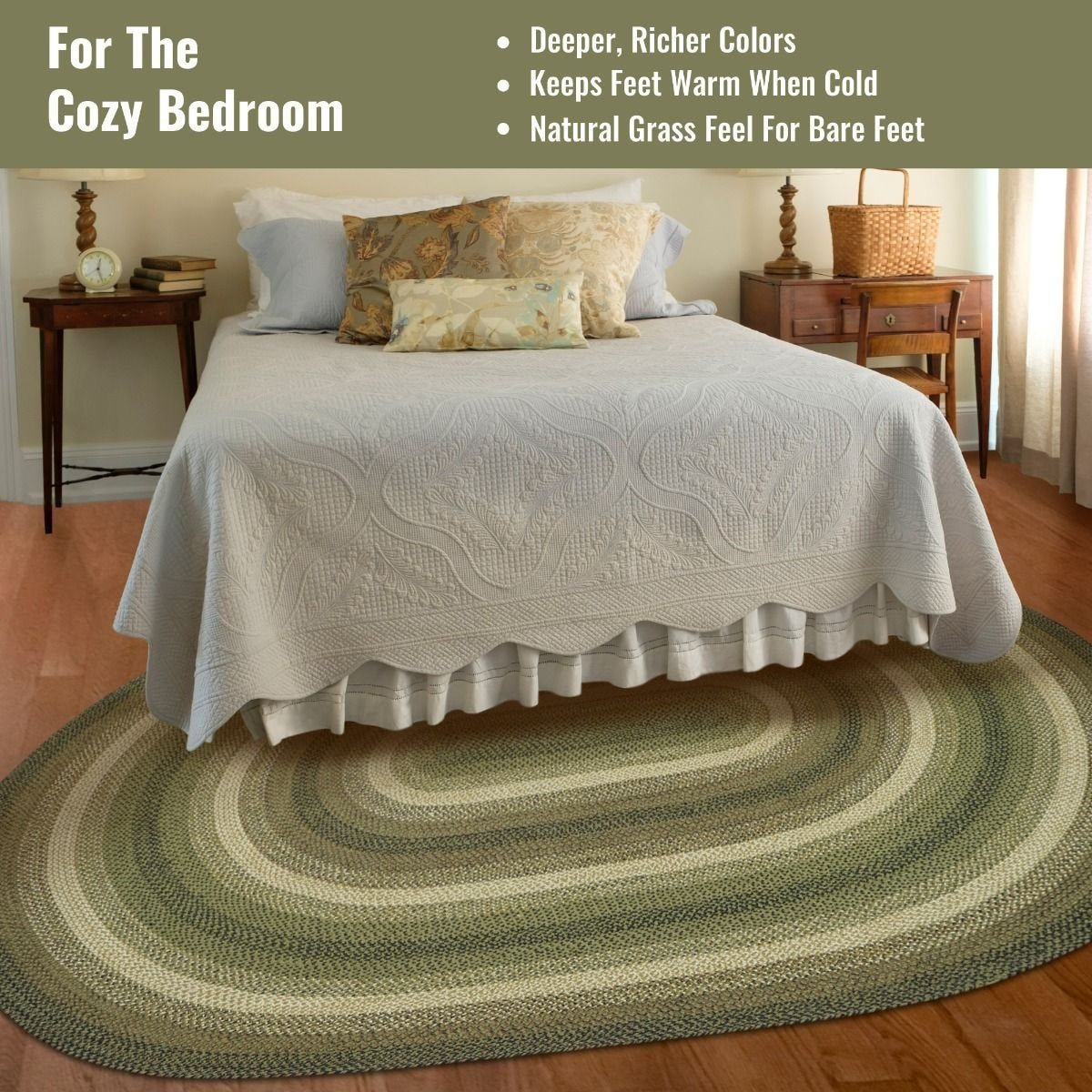 Pinecone Green Oval Jute Braided Rugs - Braided-Rugs.com
