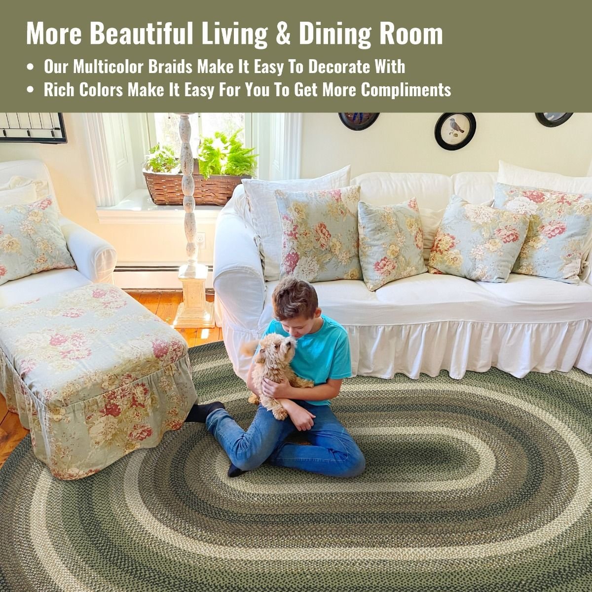 Pinecone Green Oval Jute Braided Rugs - Braided-Rugs.com