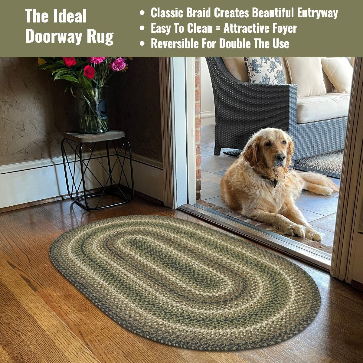 Pinecone Green Oval Jute Braided Rugs