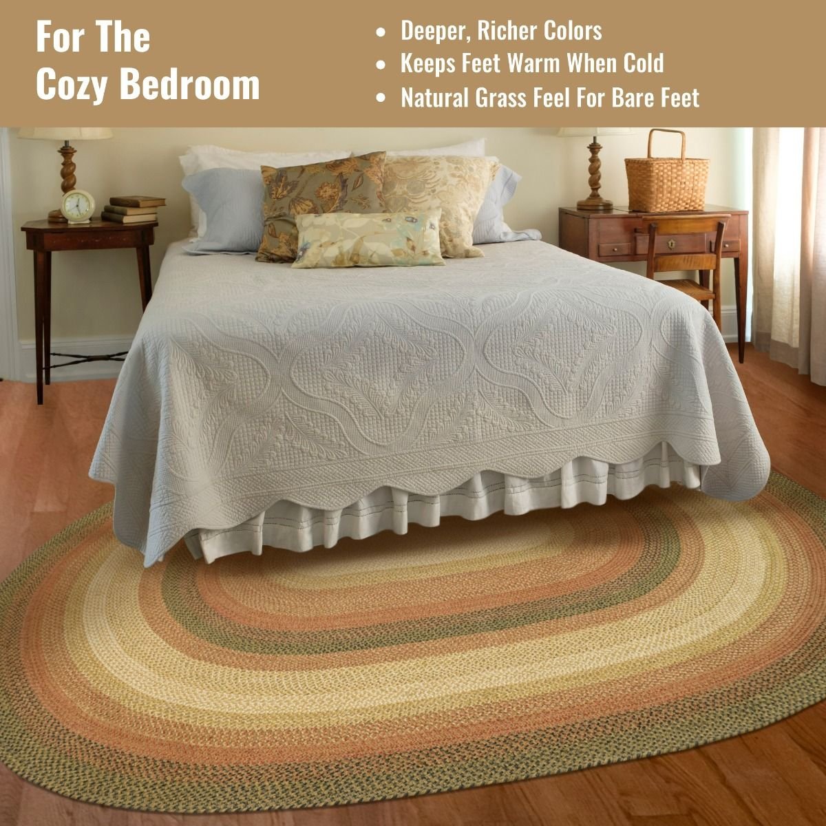 Russett Brown - Beige - Red Oval Jute Braided Rugs - Braided-Rugs.com