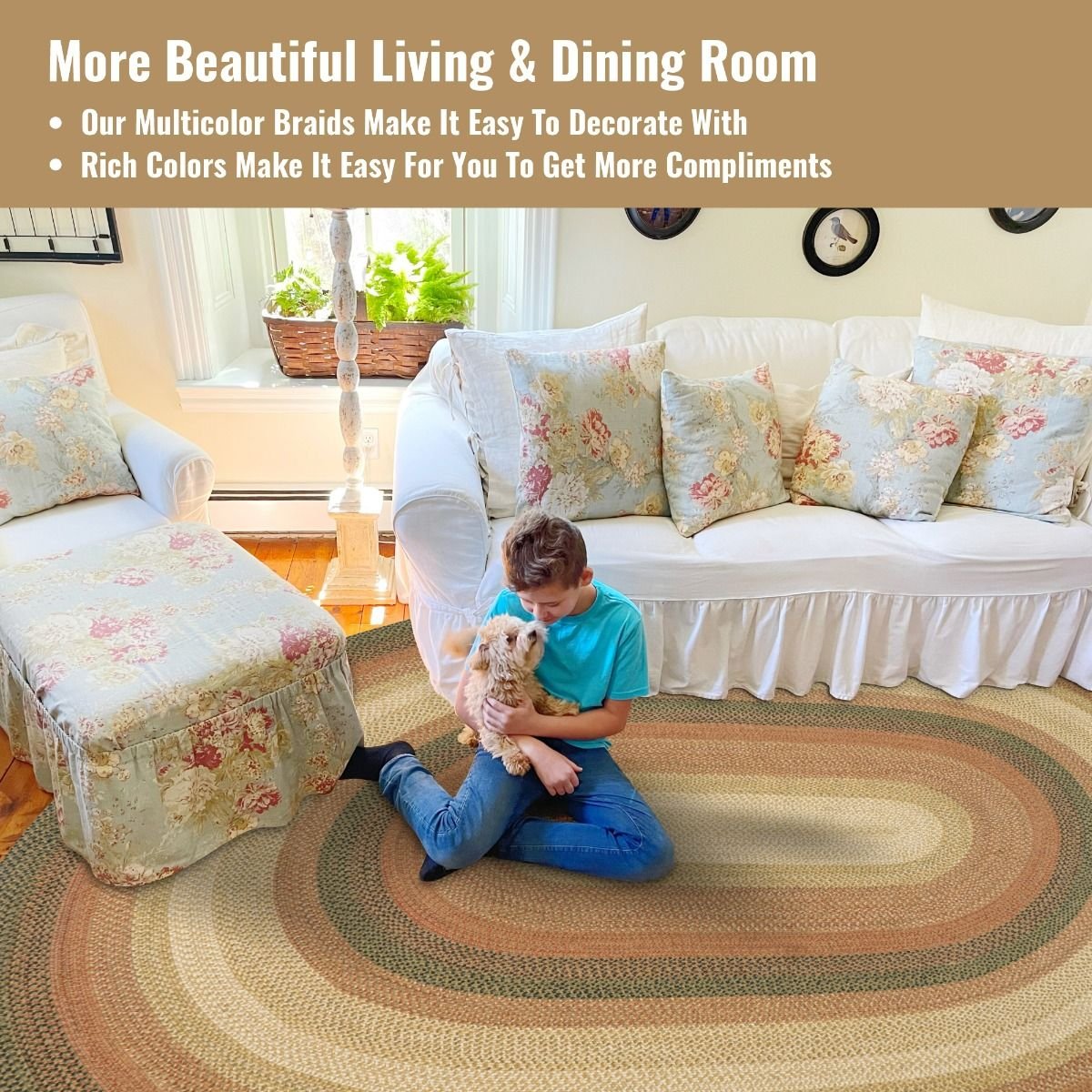 Russett Brown - Beige - Red Oval Jute Braided Rugs - Braided-Rugs.com