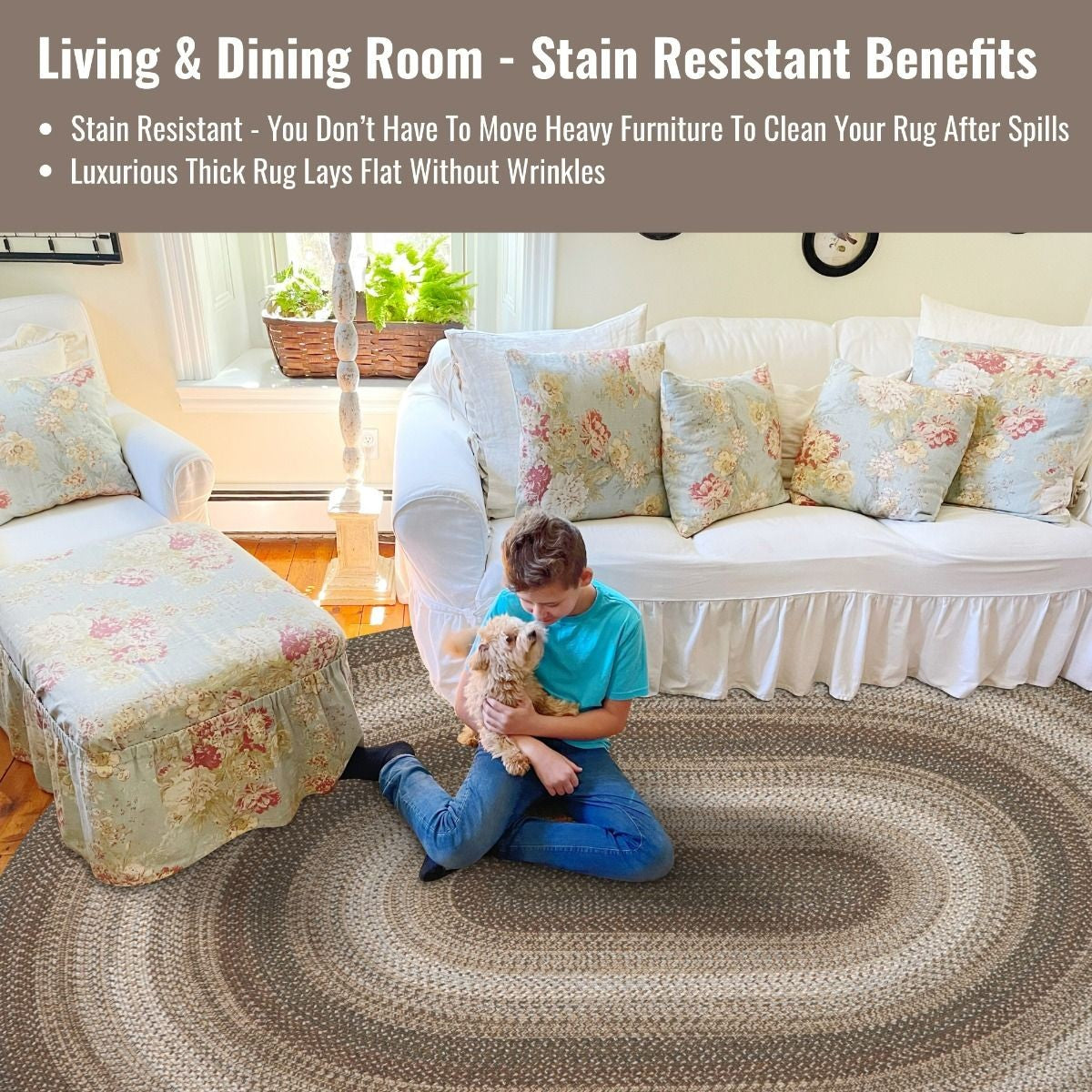 Wildwood Brown Ultra Durable Braided Oval Rugs
